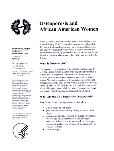 Osteoporosis and African American Women cover