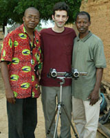 LMVR researchers set up theircameras to film mosquito swarmsin Doneguebougo, Mali.