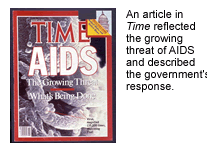 Article in Time reflects the growing threat of AIDS and the government's response.