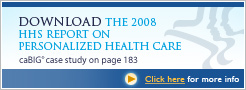 Download the 2008 HHS Report on Personalized Health Care - caBIG case study on page 183 - Click here for more info