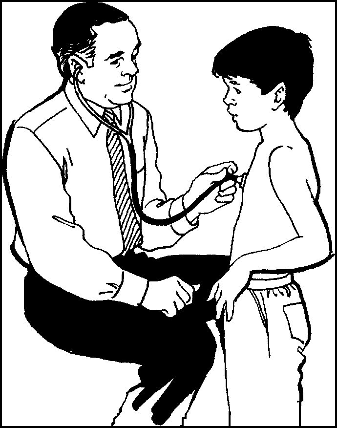 doctor giving checkup to child