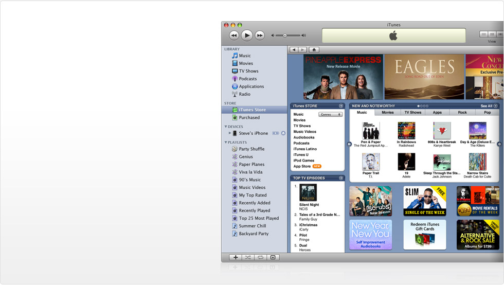 iTunes application showing the iTunes Store