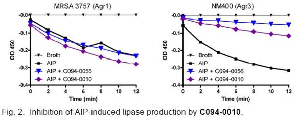 Autoinducing pheromone (AIP)-dependent bacterial quorum sensing of S. aureus Agr3 agr locus genotype: target downstream of AIP binding : bioassay image