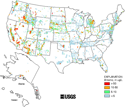 USGS Arsenic Concentrations in Wells