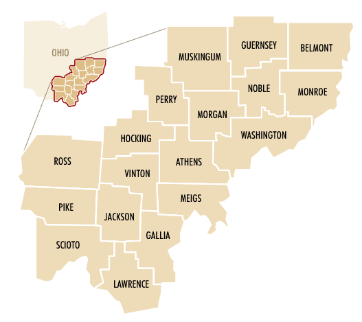 Map of Ohio - Southeast 