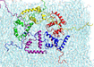 In this simulation, five alpha-synuclein protein molecules create a ring-like aggregate in the intracellular surface layer of the cell membrane.  Researchers think that at the initial state of Parkinson's disease these aggregates penetrate the membrane and create pores that can harm the cell.