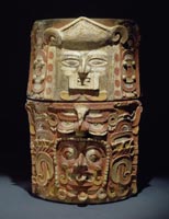 TWO-PART CACHE-VESSEL WITH APPLIED GOD HEADS