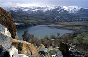 Water reservoir on the Vorotan River in Armenia. November 1, 2005. [&#169; AP Images]