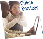 A picture of a man and a woman using DMV Online Services