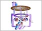 Illustration of the inside of the vacum chamber showing the spectrometer.