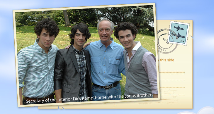 The Jonas Brothers meet with Secretary of the Interior Dirk Kempthorne.