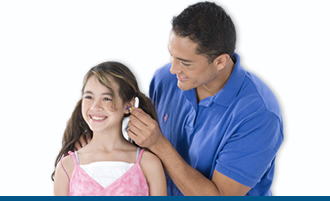Parent protecting childs hearing