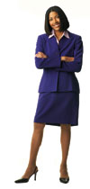 Woman in a purple suit