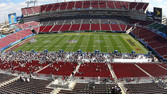 [Ready for action: Super Bowl site Raymond James Stadium in Tampa, Fla.]