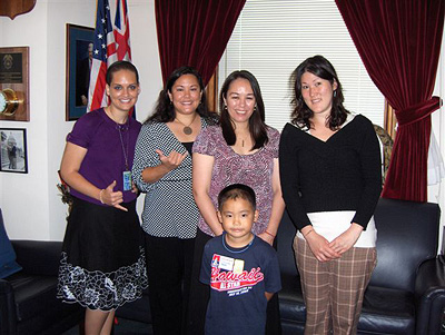 Joshua Miyazawa, Tee Ball All-star who played on the South Lawn of the White House in July, meets with the Abercrombie staff