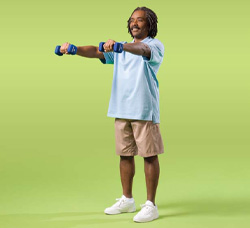 Photo of man doing front arm raise exercise