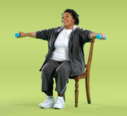 Photo of woman doing side arm raise exercise