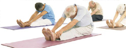 Photo of elderly people stretching