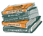 drawing of a stack of text books