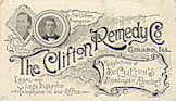 The Clifton Remedy Co., trade card,
Girard, Illinois, c. 1885, 6.5 x 11.3 cm.