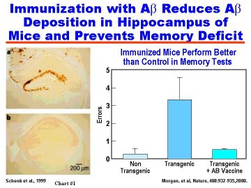 Chart 1: Immunization With Aβ Reduces Aβ Deposition in Hippocampus of Mice and Prevents Memory Deficit
