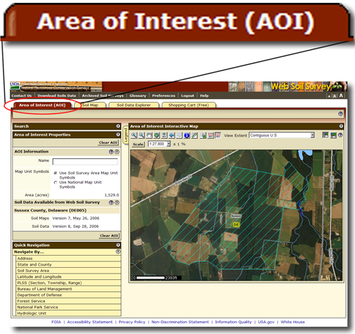 Area of Interest tab - Click to close