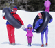 Family tubing in winter