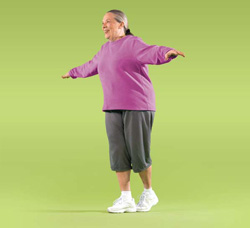 Photo of woman doing heel-to-toe walk exercise