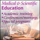 Medical and Scientific Education with navigation to Academic training, Conferences and Meetings, and Special programs