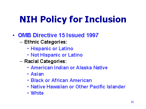 NIH Policy for Inclusion
