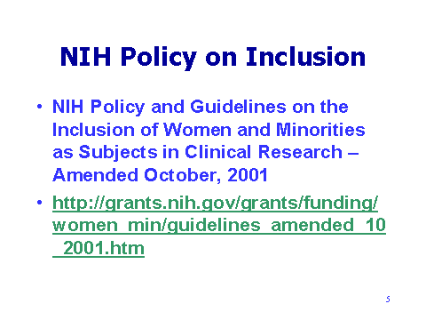 NIH Policy on Inclusion