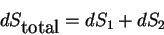 \begin{displaymath}dS_{\mbox{total}} = dS_1 + dS_2
\end{displaymath}