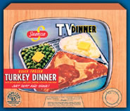 photo of an early Swanson TV dinner box.