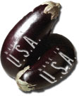 Two eggplants stamped with 