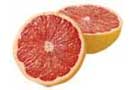 A sliced open grapefruit