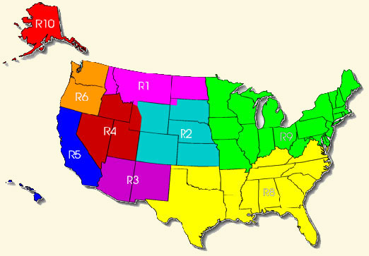 image map, a map of the US that displays all the regions for the USDA Forest Service.  Text links are below this map.