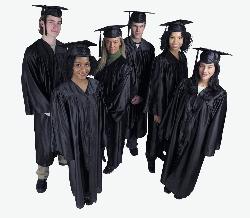 Students in graduation gowns