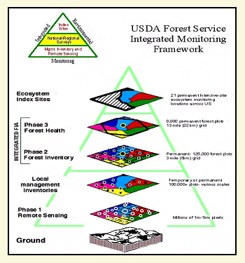 Graphic of USDA Forest Service Integrated Monitoring Framework pyramid.
