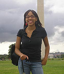 Image of Ashley Sims in front of Washington Monument