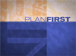 Logotipo de serie de transmisiones por Internet de PlanFirst sobre planificación para la influenza pandémica.