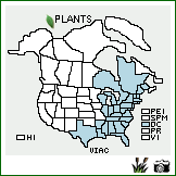 Distribution of Viburnum acerifolium L.. . Image Available. 