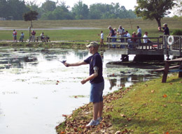 Fishing facility at the Leetown Science Center hosts servicemen from Walter Reed Army Medical Center.