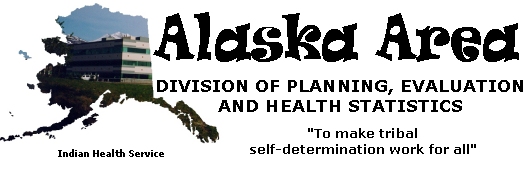 Alaska Area graphic title banner, Division of Planning, Evaluation and Health Statisitcs  "To make tribal self-determination work for all"
