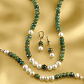 Moss Agate and Pearl Jewelry
