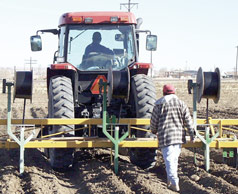 laying subsurface drip irrigation lines