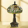 White and Yellow Roses Tiffany-Style Accent Lamp