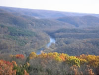 A landscape view of a central hardwoods forest