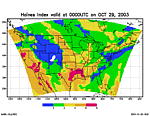 [image:] map of Haines index values over USA