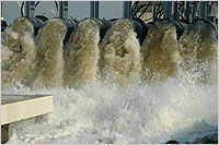 Water rushing from dam