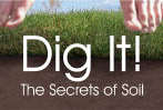 feet above soil and text "Dig it: The Secrets of Soil"